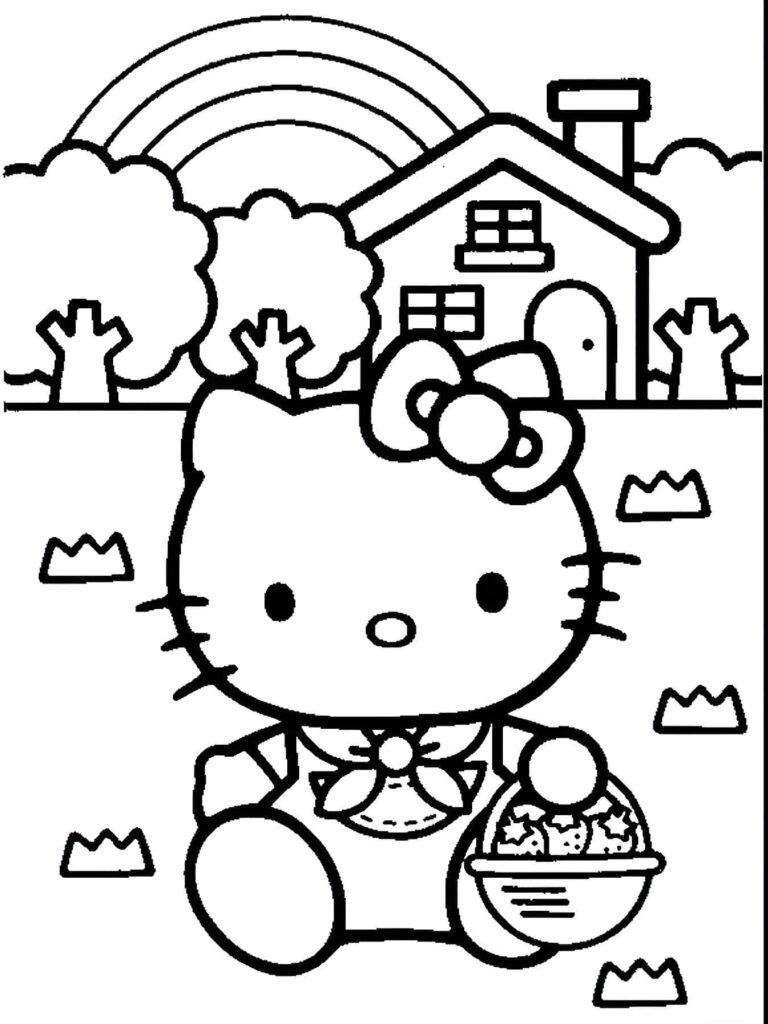 Bild Von Hello Kitty Beim Picknick Zum Ausdrucken Ausmalbild zum Drucken Bild Von Hello Kitty Beim Picknick Zum Ausdrucken Ausmalbild