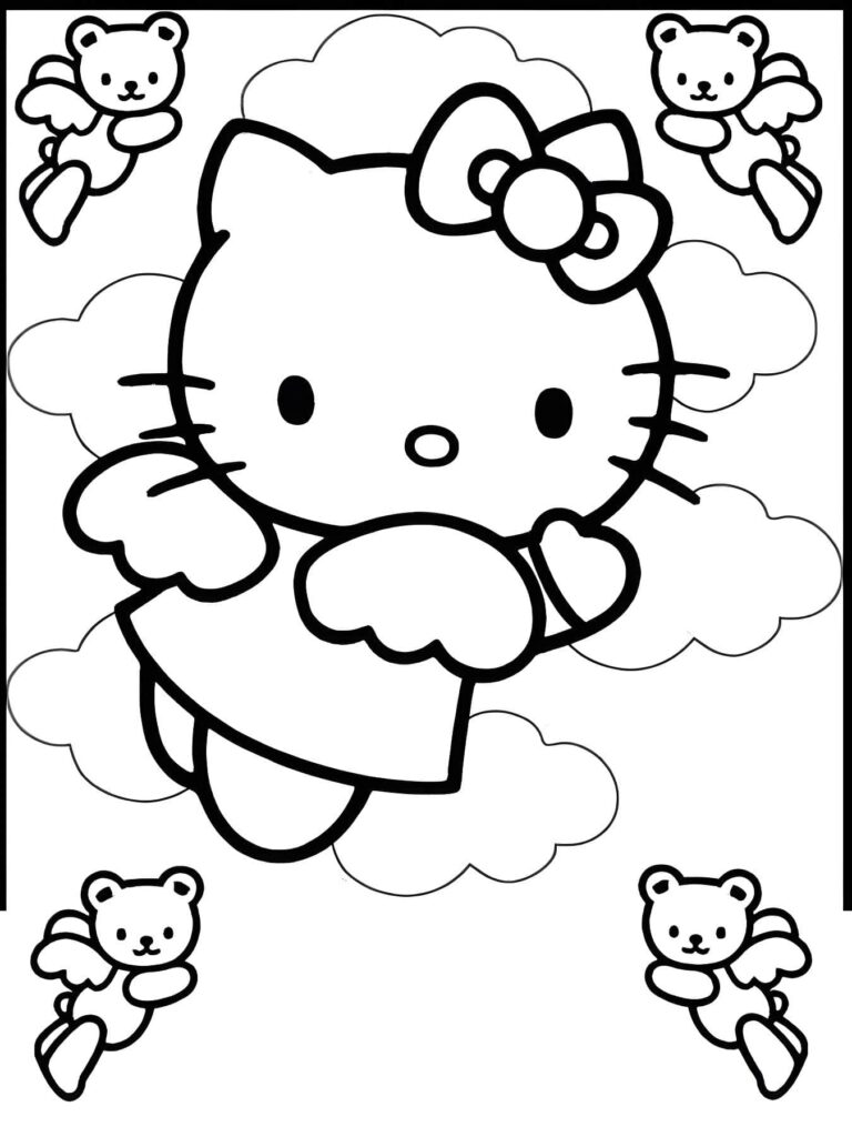 Bild Von Hello Kitty Fliegt Zum Ausdrucken Ausmalbild zum Drucken Bild Von Hello Kitty Fliegt Zum Ausdrucken Ausmalbild