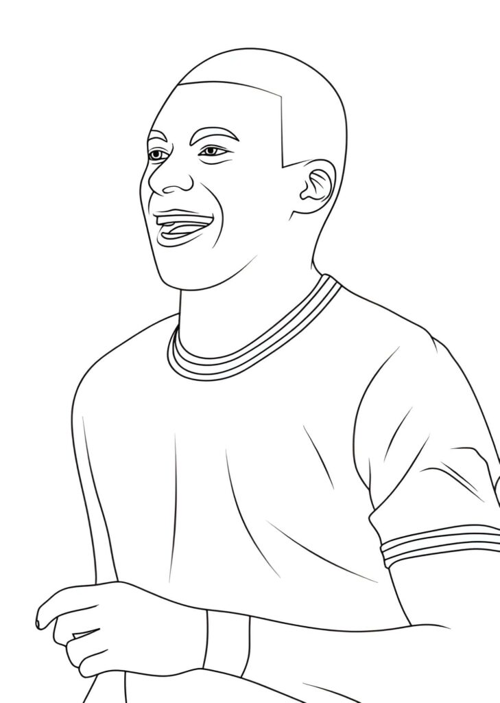Mbappe Lächelndes Bild Zum Ausmalen Ausmalbild