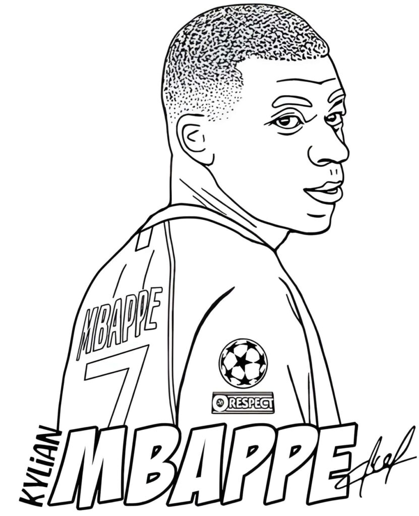 Mbappe Von Hinten Unterschrift Für Färbung Ausmalbild