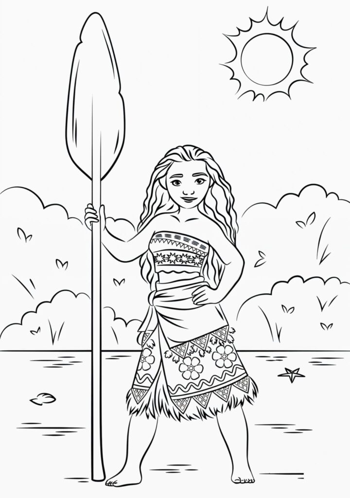Moana Ein Leichtes Mädchen Mit Einem Paddel Zum Ausmalen Und Ausdrucken Ausmalbild zum Drucken Moana Ein Leichtes Mädchen Mit Einem Paddel Zum Ausmalen Und Ausdrucken Ausmalbild