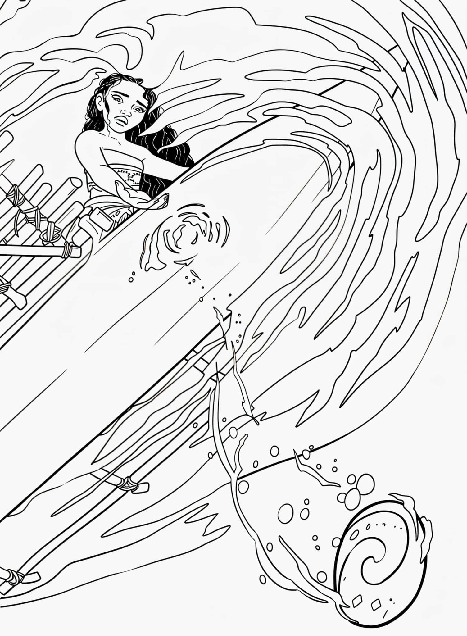 Moana Unterwegs Auf Dem Meer Zum Ausmalen Ausmalbild
