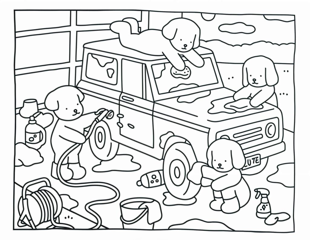 Muster Bob Der Baumeister Familie Mit Autowaschen Zeichnung Ausmalbild zum Drucken Muster Bob Der Baumeister Familie Mit Autowaschen Zeichnung Ausmalbild