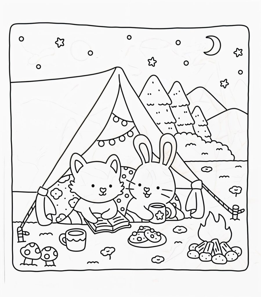 Zeichnung Bobbie Goods Unter Den Sternen Campen Zeichnung Ausmalbild zum Drucken Zeichnung Bobbie Goods Unter Den Sternen Campen Zeichnung Ausmalbild
