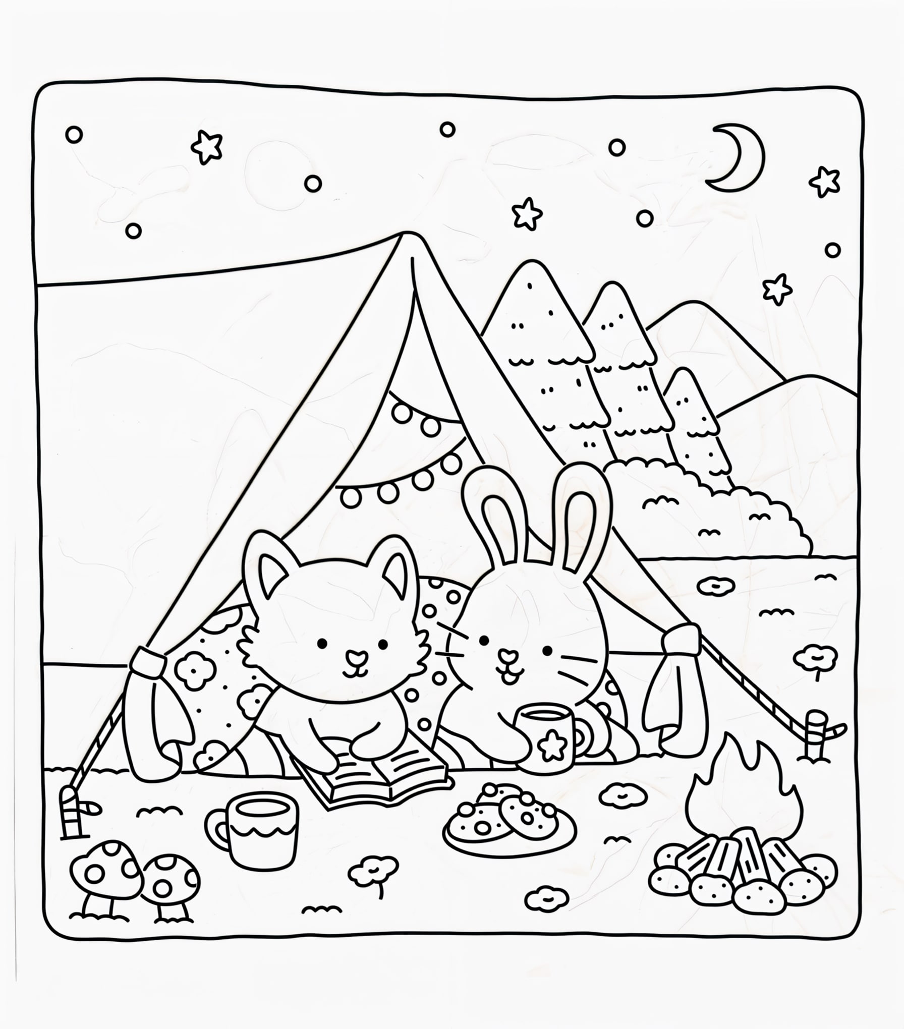 Zeichnung Bobbie Goods Unter Den Sternen Campen Zeichnung Ausmalbild