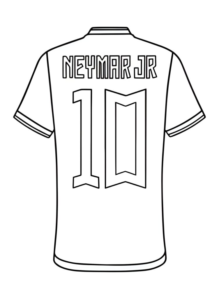 Zeichnung Des Rückens Des Trikots Von Neymar Jr Zum Ausdrucken Ausmalbild zum Drucken Zeichnung Des Rückens Des Trikots Von Neymar Jr Zum Ausdrucken Ausmalbild