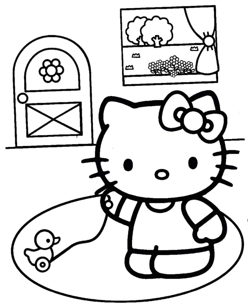 Ähnliches Zeichnung Von Hello Kitty Beim Spielen Zum Ausdrucken Ausmalbild