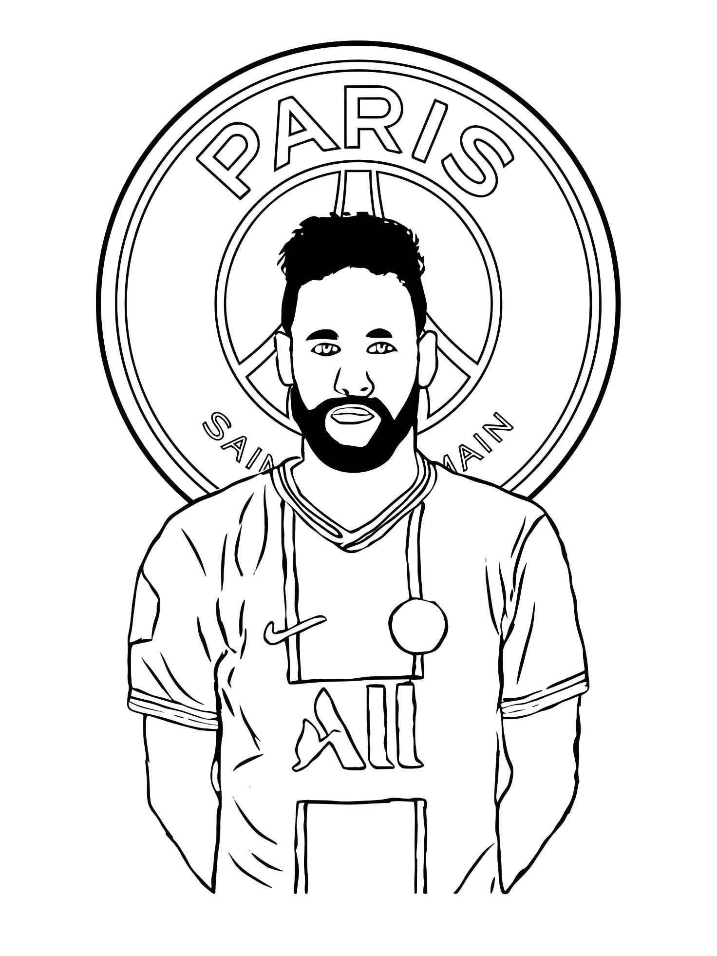 Zeichnung Von Neymar Jr Im Team Von Psg Mit Wappen Zum Ausmalen Ausmalbild