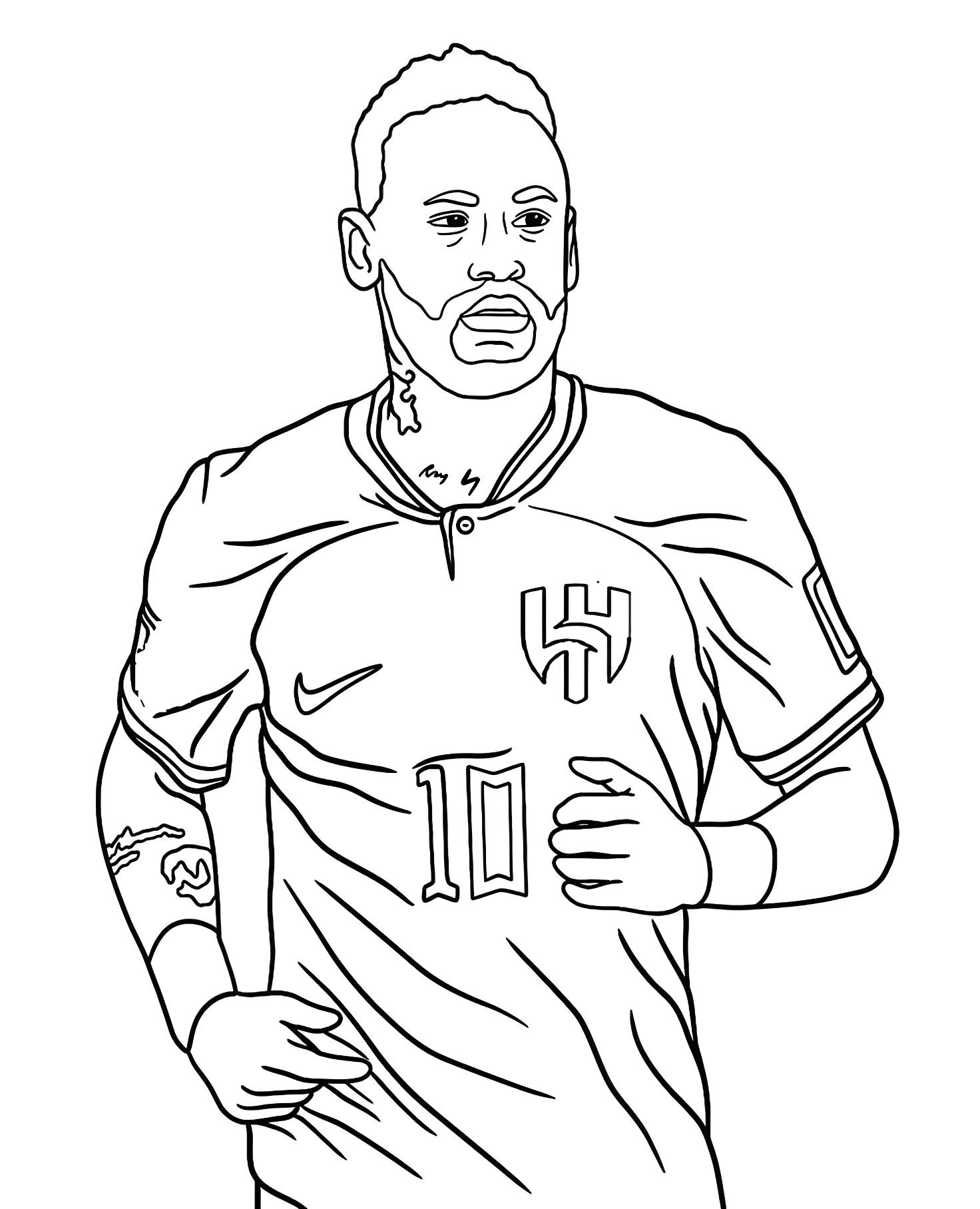 Zeichnung Von Neymar Jr Im Trikot Der Nationalmannschaft Zum Ausmalen Ausmalbild