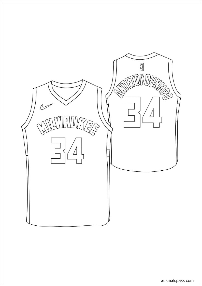 Antetokounmpo Trikot Ausmalbild Milwaukee Bucks