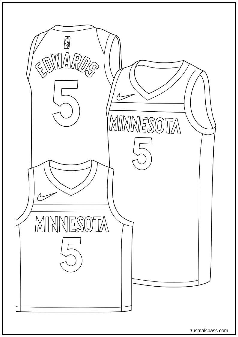 Anthony Edwards Trikot Ausmalbild Minnesota Timberwolves