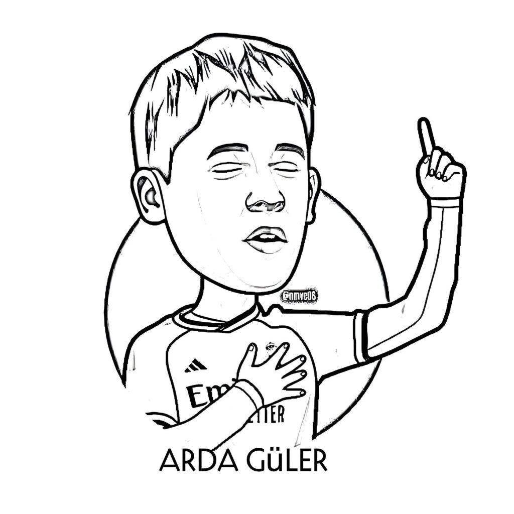 Arda Güler Feiert Zum Ausmalen Ausmalbild zum Drucken Arda Güler Feiert Zum Ausmalen Ausmalbild