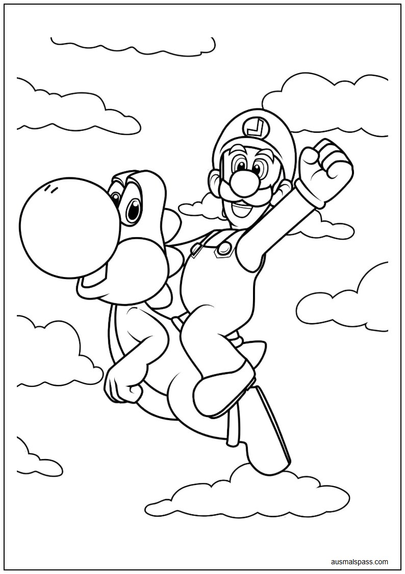 Ausmalbild von Luigi und Yoshi