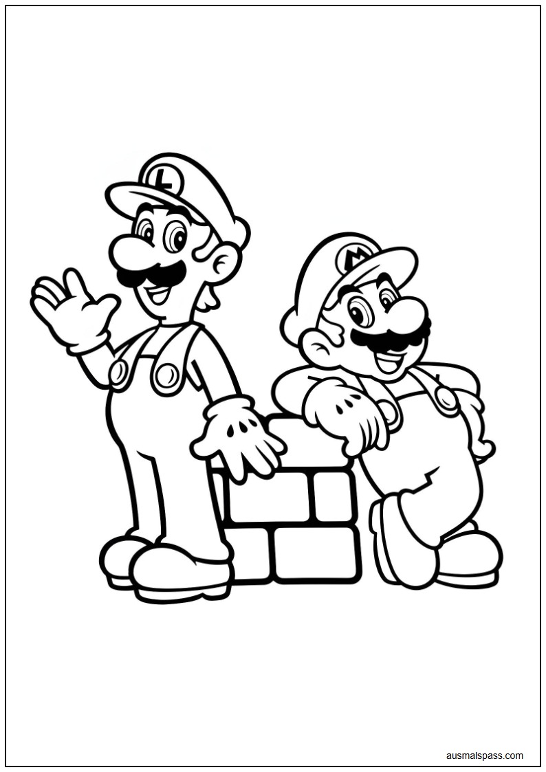 Ausmalbild von Mario und Luigi