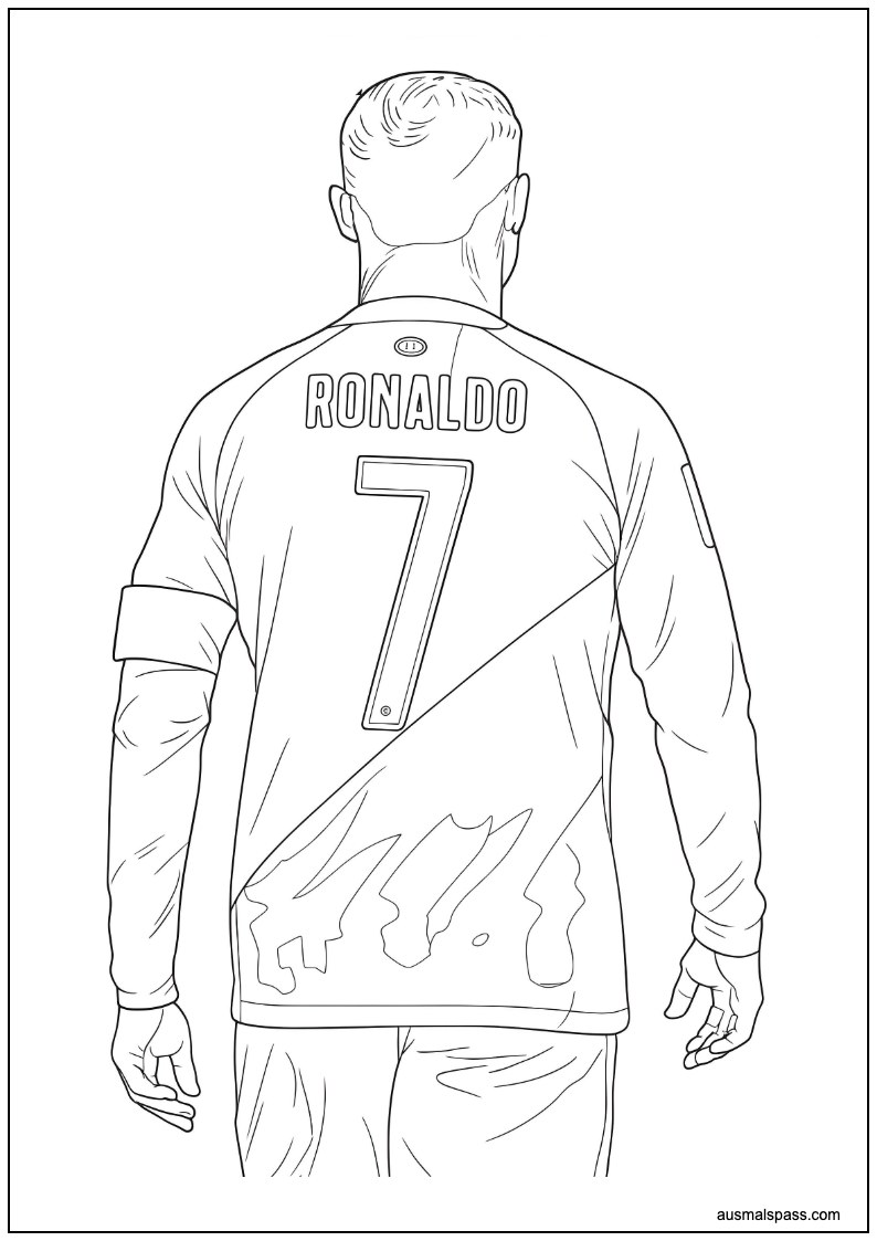 Cristiano Ronaldo mit der 7 auf dem Trikot von Portugal zum Ausmalen