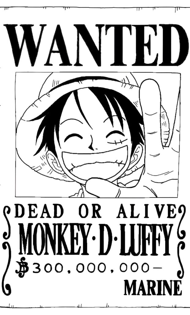 Zeichnung Des Suchplakats Von Ruffy Aus One Piece Zum Ausdrucken Und Ausmalen Ausmalbild zum Drucken Zeichnung Des Suchplakats Von Ruffy Aus One Piece Zum Ausdrucken Und Ausmalen Ausmalbild