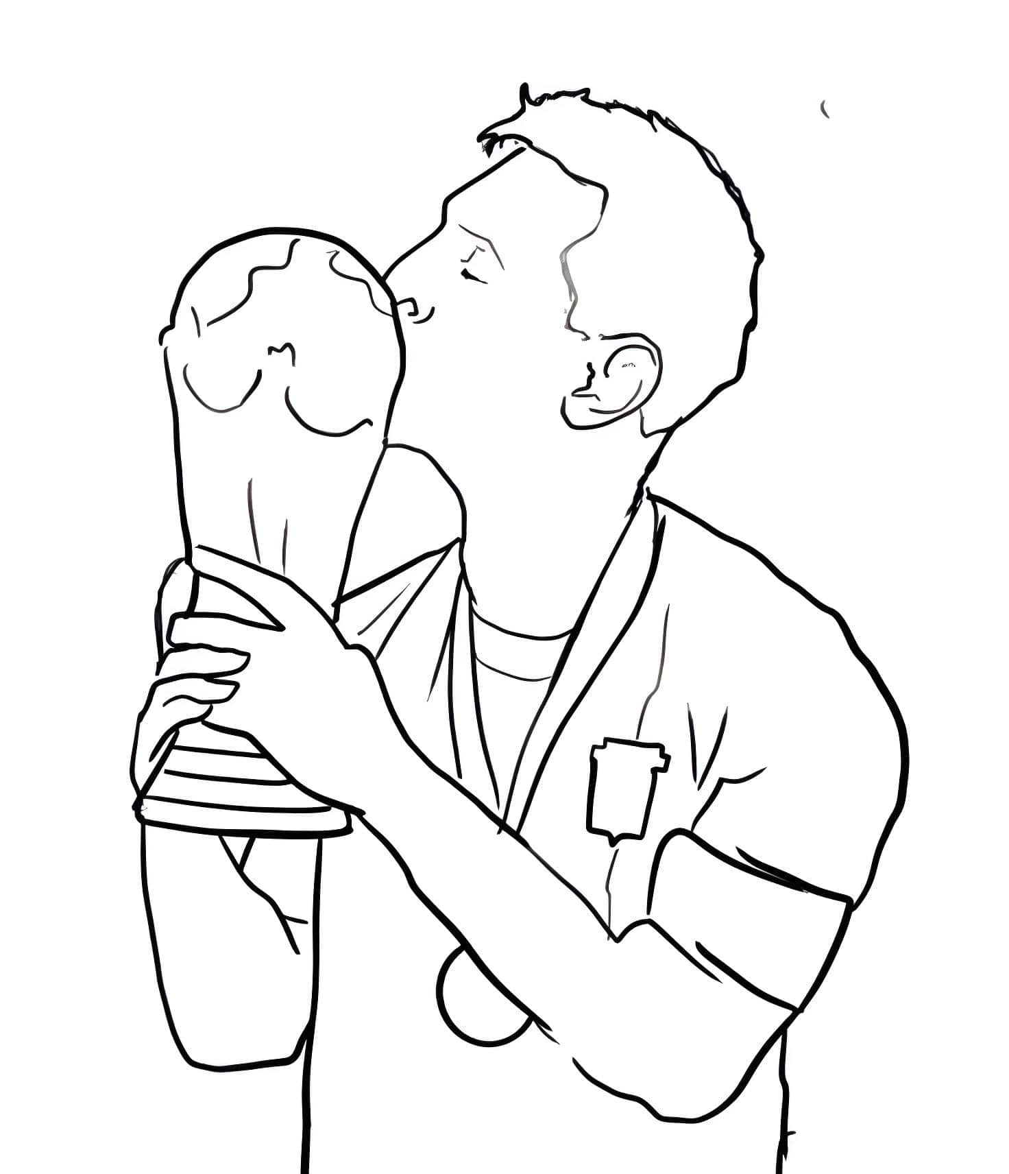 Zeichnung Von Lionel Messi Mit Dem WM Pokal Zum Ausmalen (1) Ausmalbild