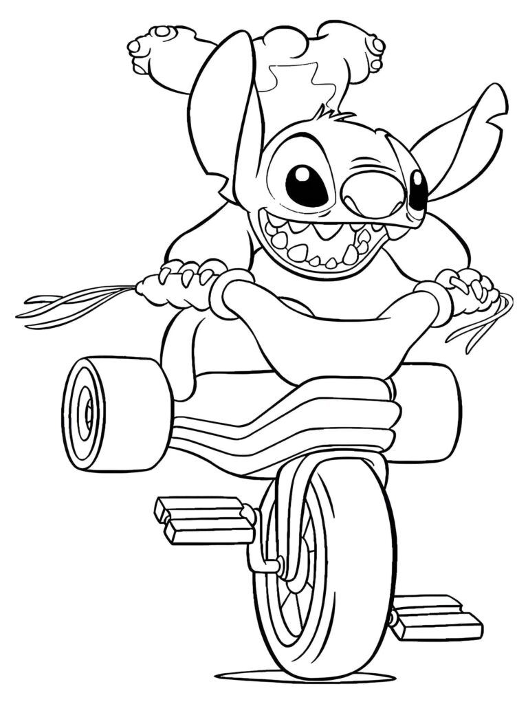 Stitch Auf Dem Fahrrad Ausmalbild Ausmalbild zum Drucken Stitch Auf Dem Fahrrad Ausmalbild Ausmalbild