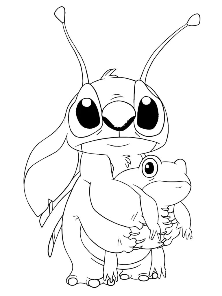 Zeichnung Von Engel Aus Lilo Und Stitch Mit Frosch Zum Ausmalen Ausmalbild zum Drucken Zeichnung Von Engel Aus Lilo Und Stitch Mit Frosch Zum Ausmalen Ausmalbild